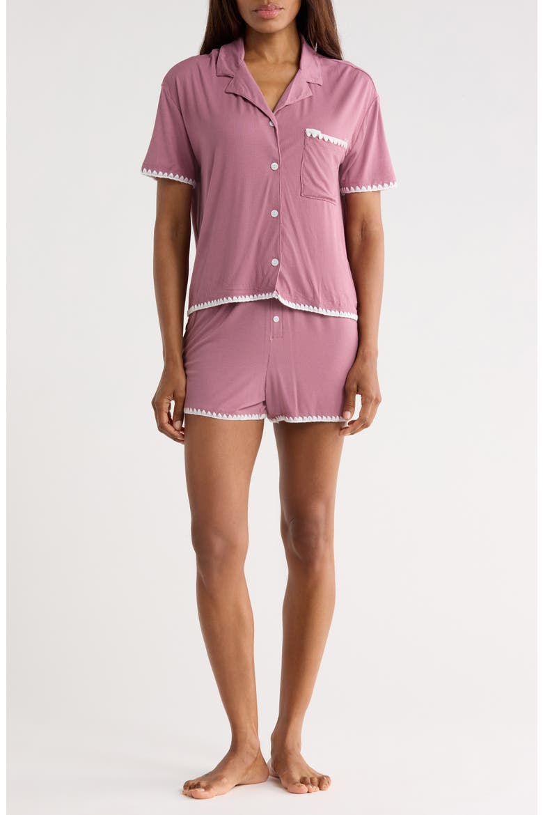 Rib Whipstitch Pajamas, Main, color, PURPLE