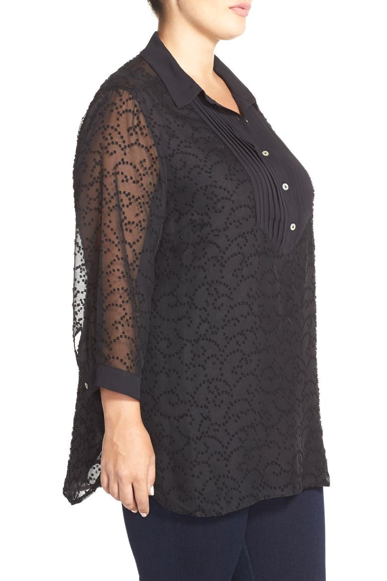 Clip Dot Tunic Shirt, Alternate, color, BLACK