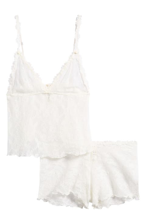 Stretch Lace Triangle Camisole & Shorts Set (Regular & Plus)