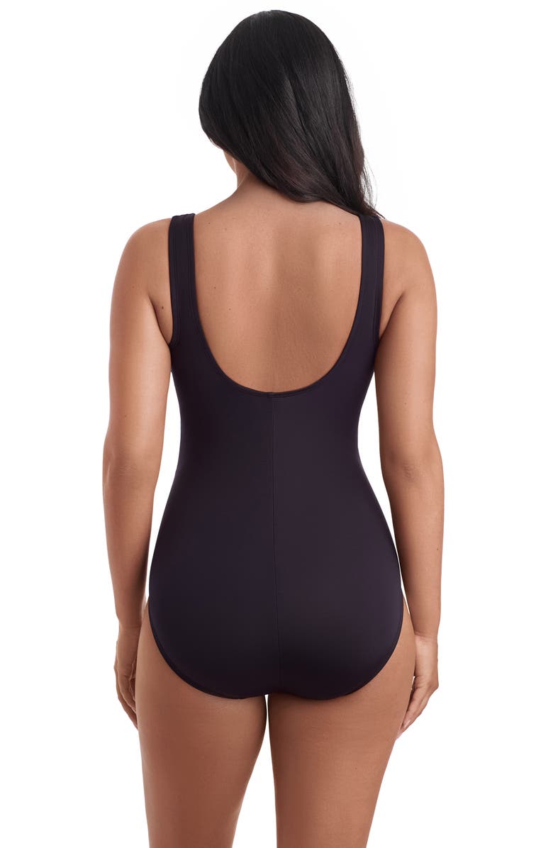 ShapeSolver Sport Squareneck Illusion Tank Chlorine Resistant One-Piece Swimsuit, Alternate, color, Optic Rays