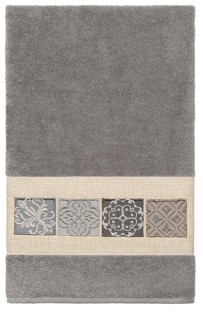 Linum Home Textiles Vivian 3-Piece Embellished Towel - Dark Gray, Alternate, color, Dark Gray