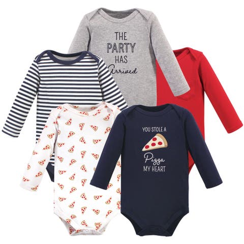 Five-Piece Collection of Long-Sleeve Cotton Bodysuits