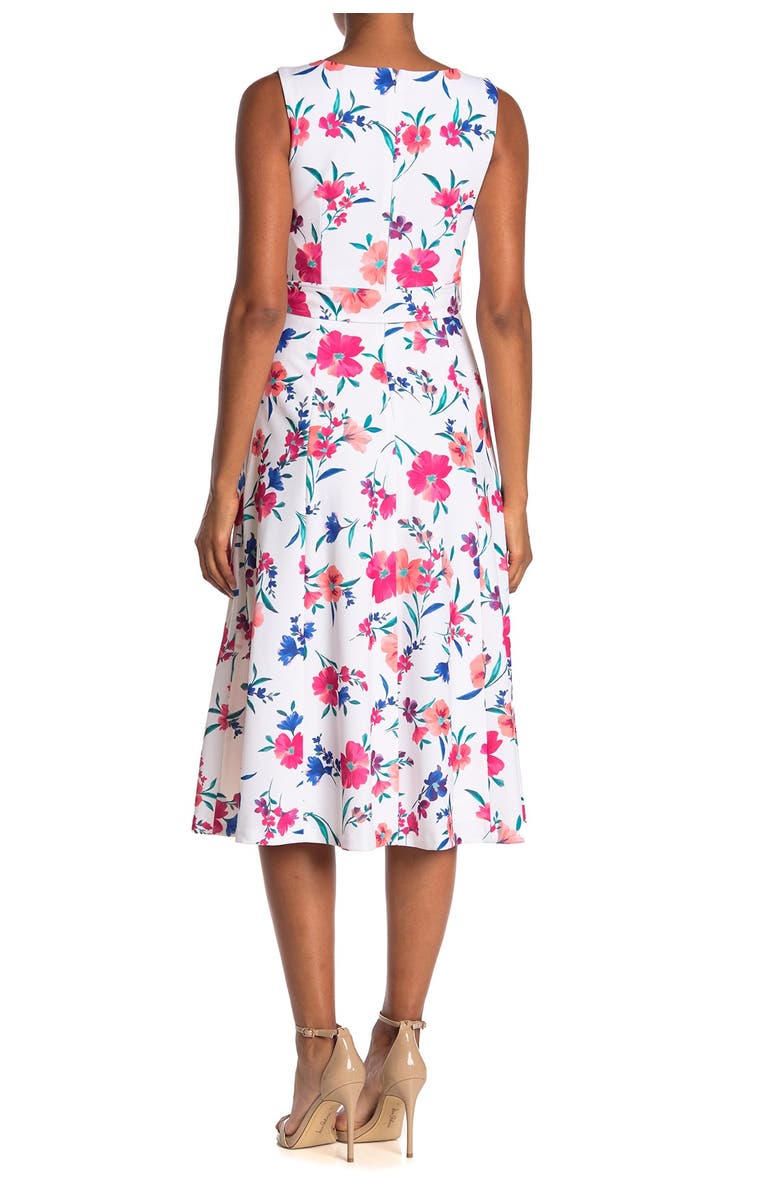 Calvin Klein Floral Tie Waist Midi Dress, Alternate, color,