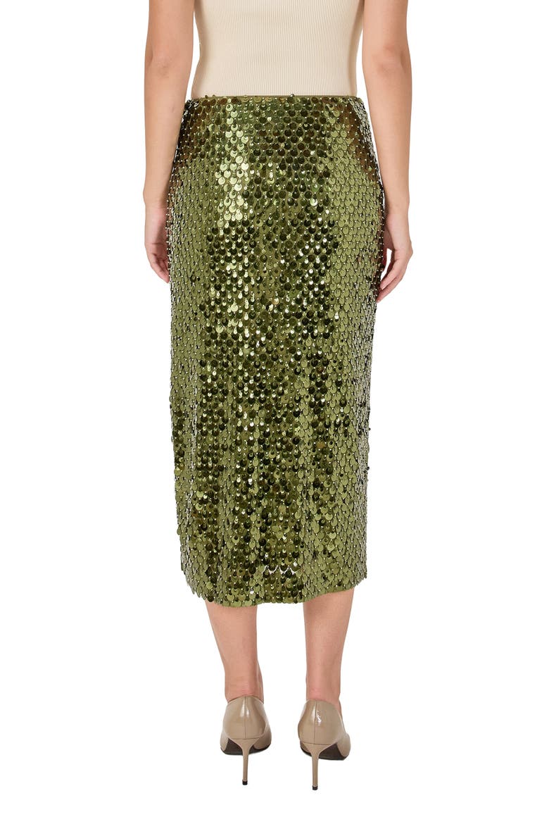 Paillette Pencil Midi Skirt, Alternate, color, GREEN