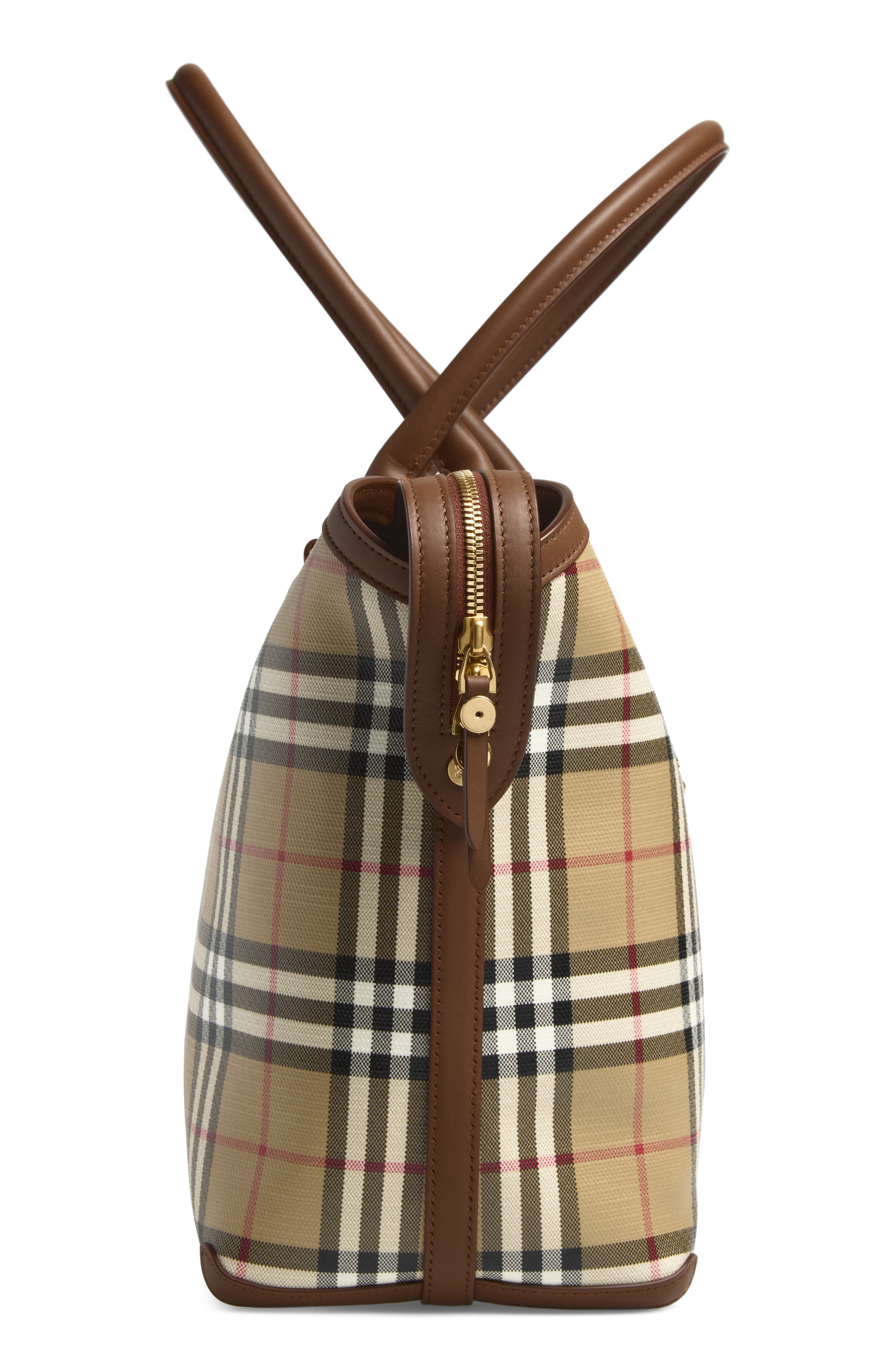 Check Coated Canvas Tote, Alternate, color, ARCHIVE BEIGE