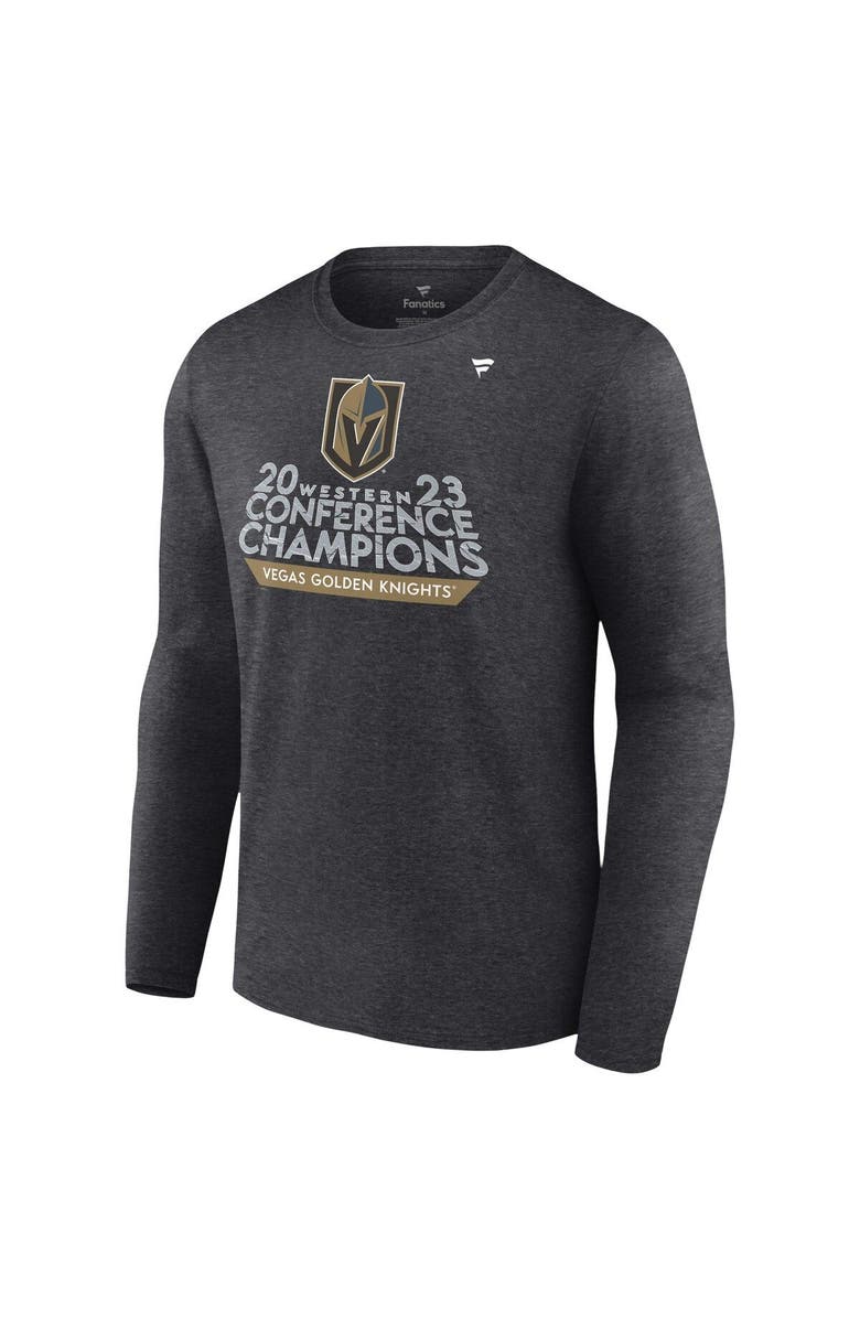 FANATICS Men's Fanatics Branded  Heather Charcoal Vegas Golden Knights 2023 Western Conference Champions Locker Room Long Sleeve T-Shirt, Alternate, color, 