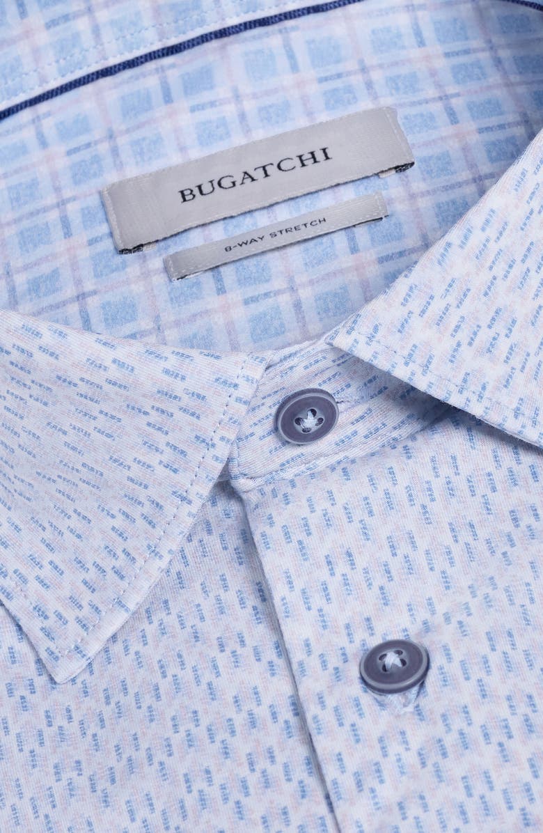 Bugatchi Jimmy OoohCotton<sup>®</sup> Dash Print Button-Up Shirt, Alternate, color, Air Blue