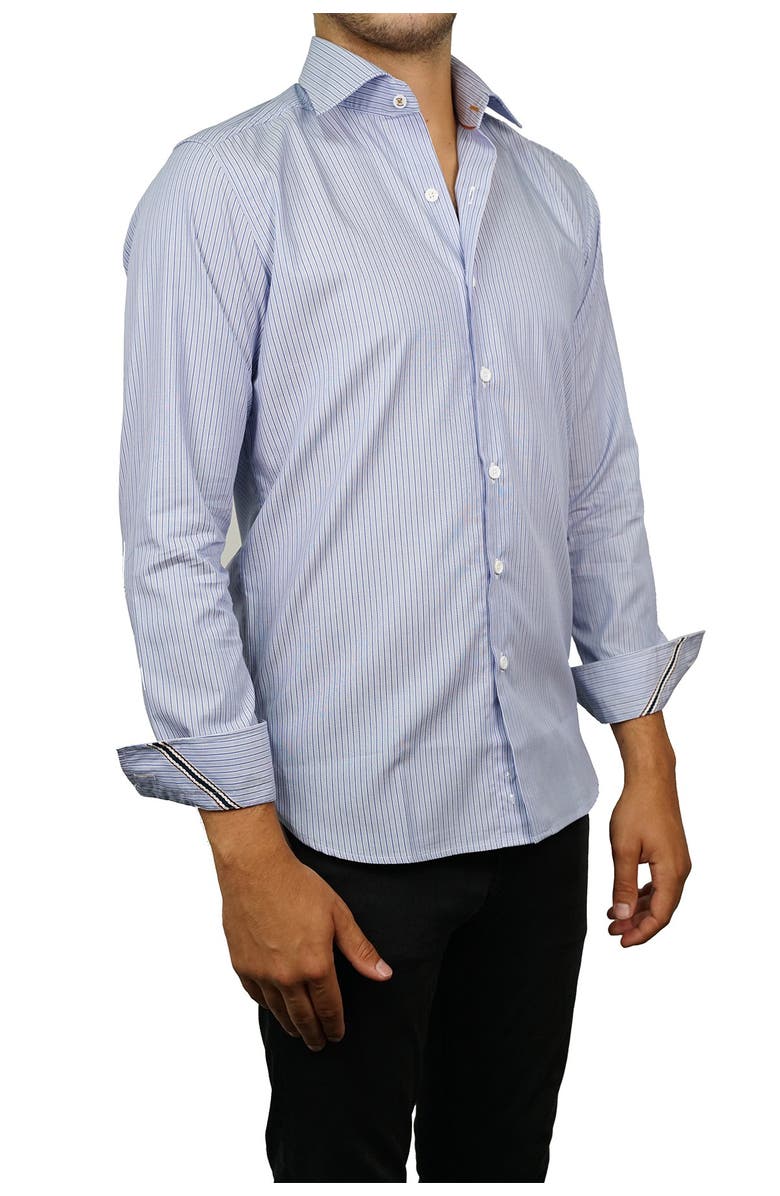 Zanella Tailored Fit Pinstripe Button-Up Shirt, Alternate, color, 