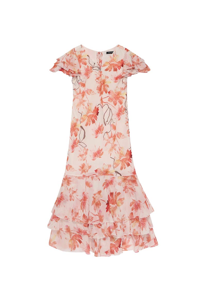 Floral Ruffle Tie-Back Midi Dress, Alternate, color, Pink