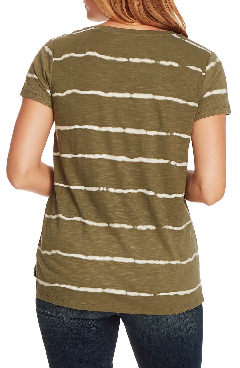 Vince Camuto Linear Whispers Cotton Blend T-Shirt, Alternate, color,