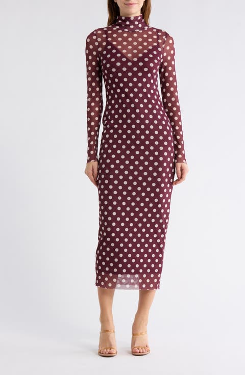 Marni Turtleneck Long Sleeve Mesh Dress