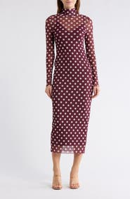 AFRM LOS ANGELES Marni Turtleneck Long Sleeve Mesh Dress