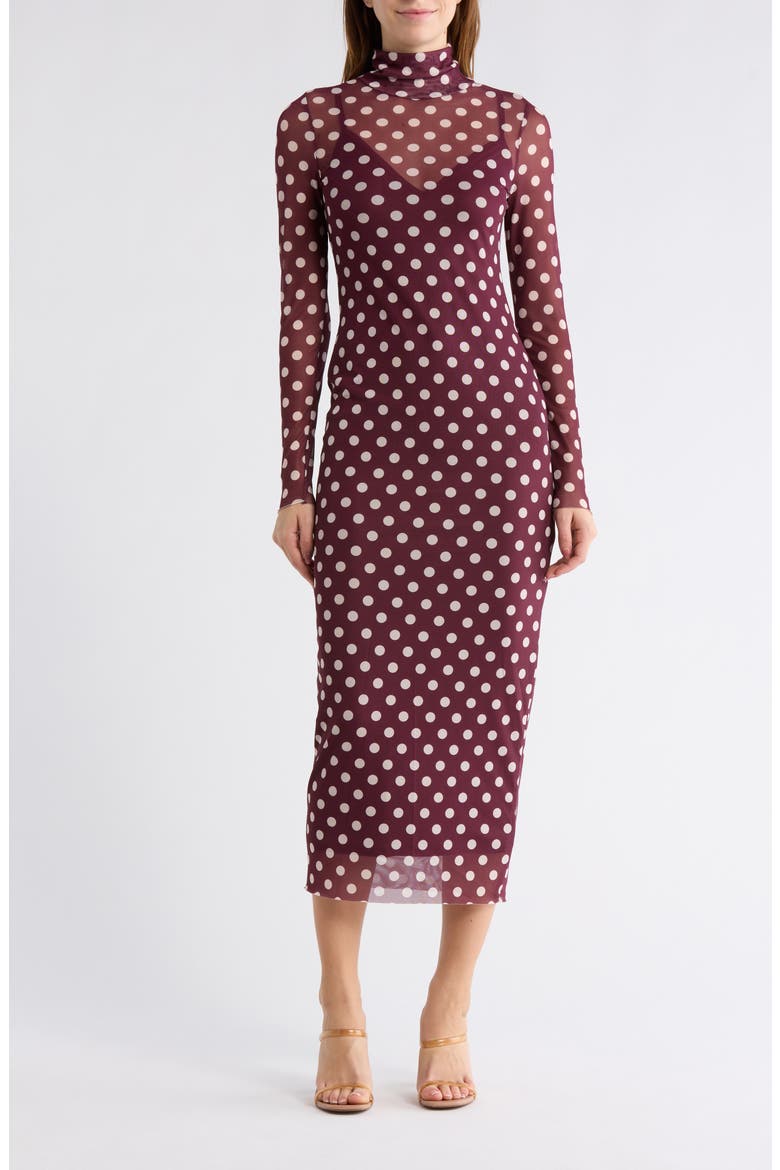 marni turtleneck long sleeve mesh dress AFRM LOS ANGELES Marni Turtleneck Long Sleeve Mesh Dress in Black