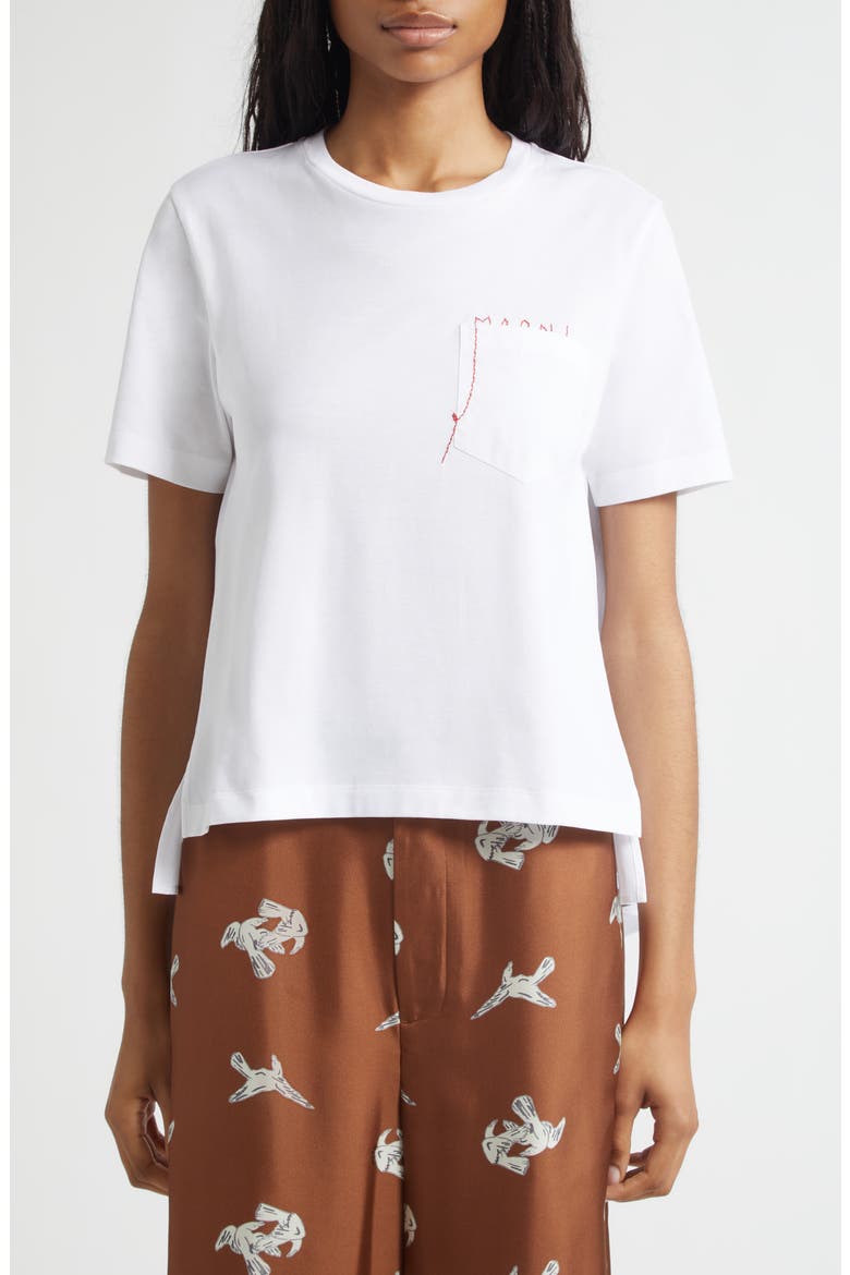 Mending Logo Cotton Poplin Pocket T-Shirt, Main, color, 00W01 LILY WHITE