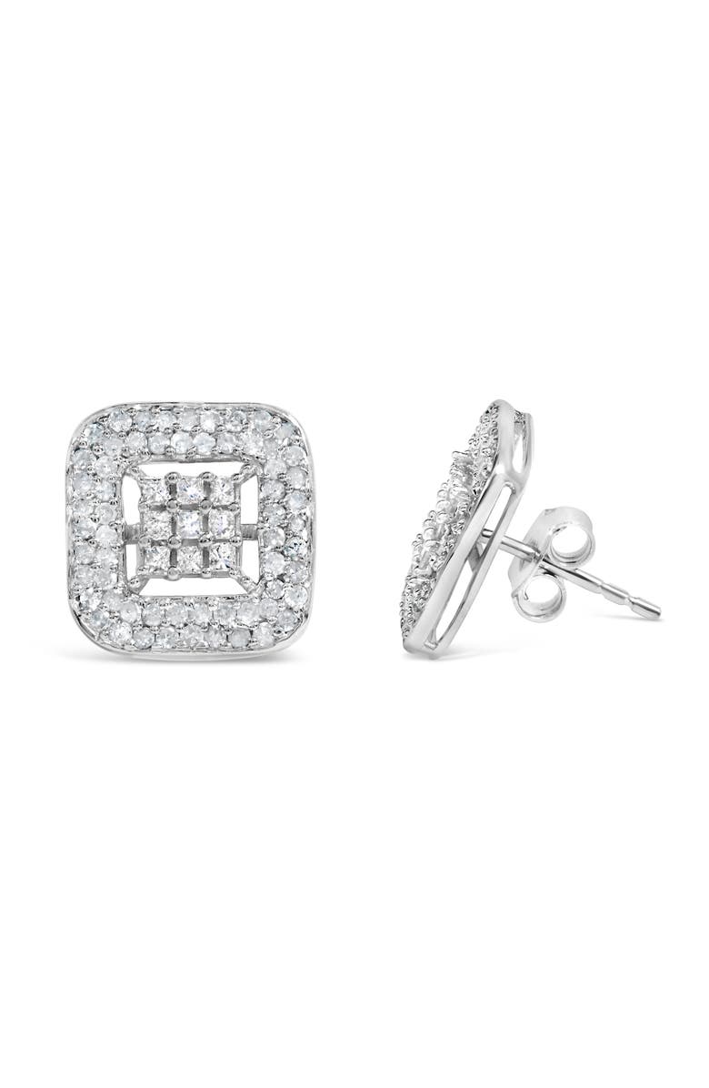 Haus of Brilliance 10K White Gold 1.00 Cttw Diamond Composite and Halo Stud Earrings, Alternate, color, White