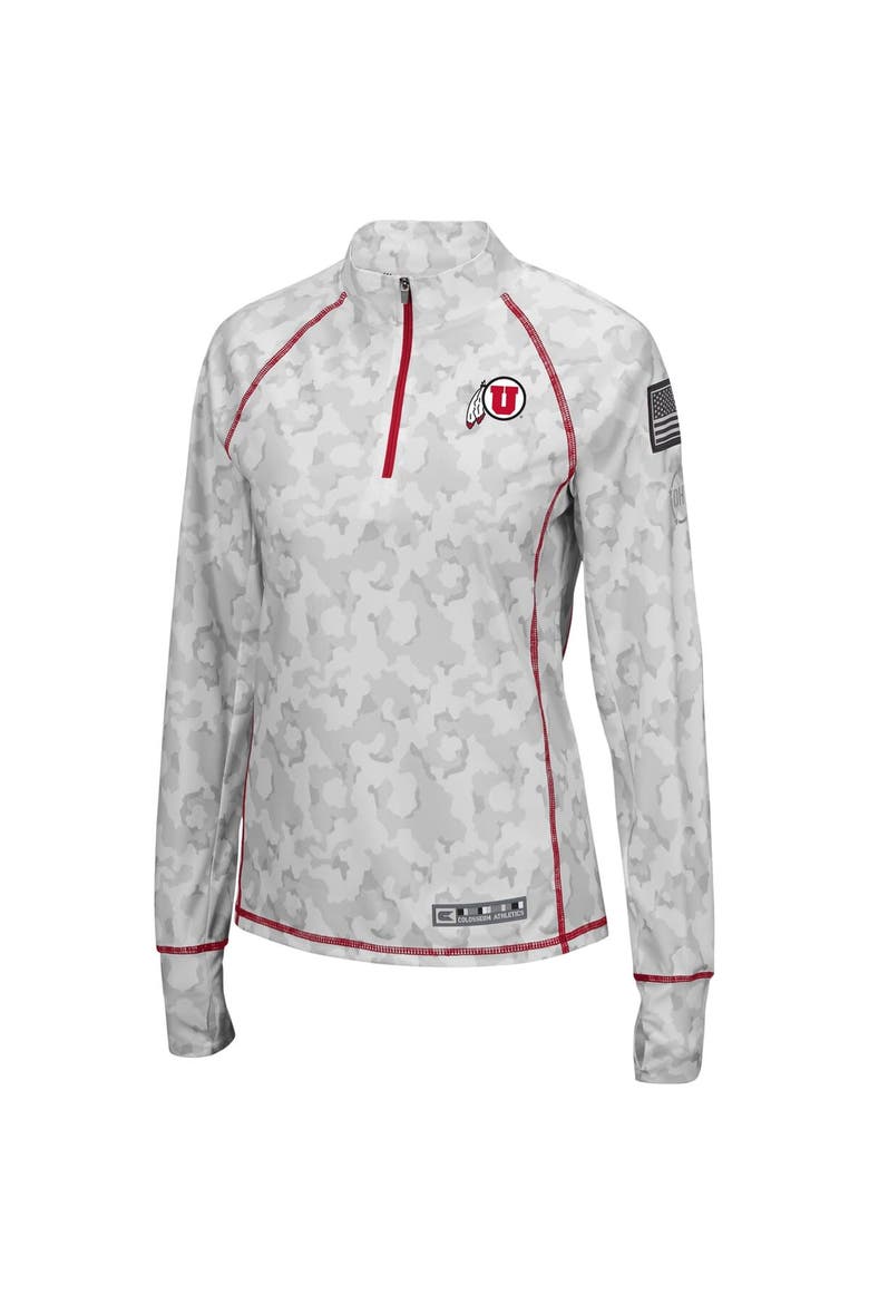 Women's Colosseum Camo Utah Utes OHT Military Appreciation Officer Arctic Lightweight Quarter-Zip Top, Alternate, color, Camo