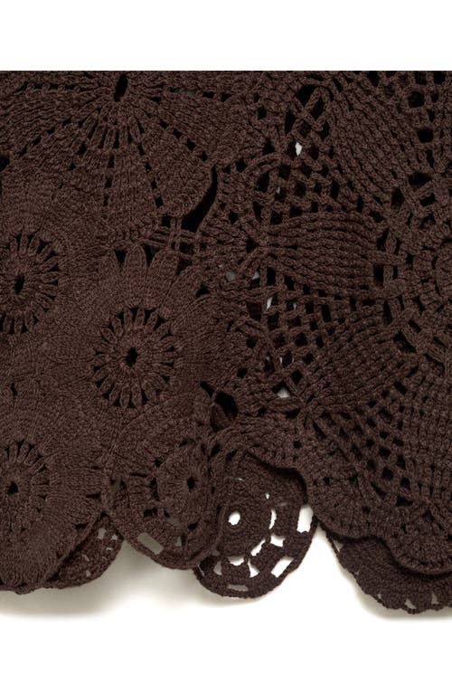 Mango Crochet Sweater With Flowers Chocolate In Brown