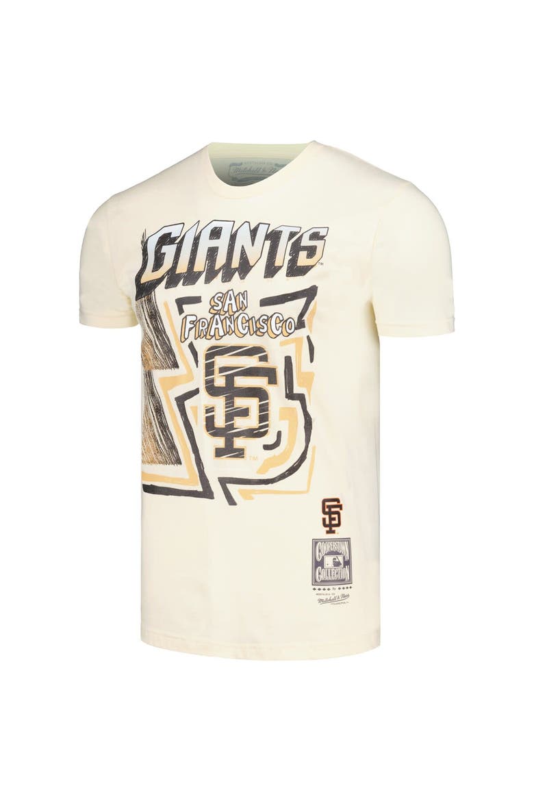 Men's Mitchell & Ness Cream San Francisco Giants Cooperstown Collection Sidewalk Sketch T-Shirt, Alternate, color, Cream