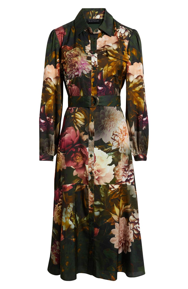 Elie Tahari The Mila Floral Print Long Sleeve Shirtdress, Alternate, color, 