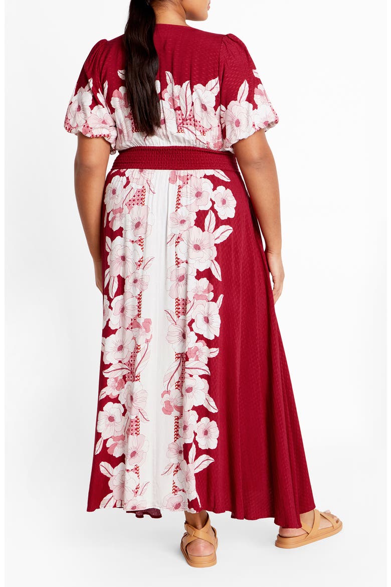 Sybelle Floral Shirred Waist Maxi Dress, Alternate, color, RED