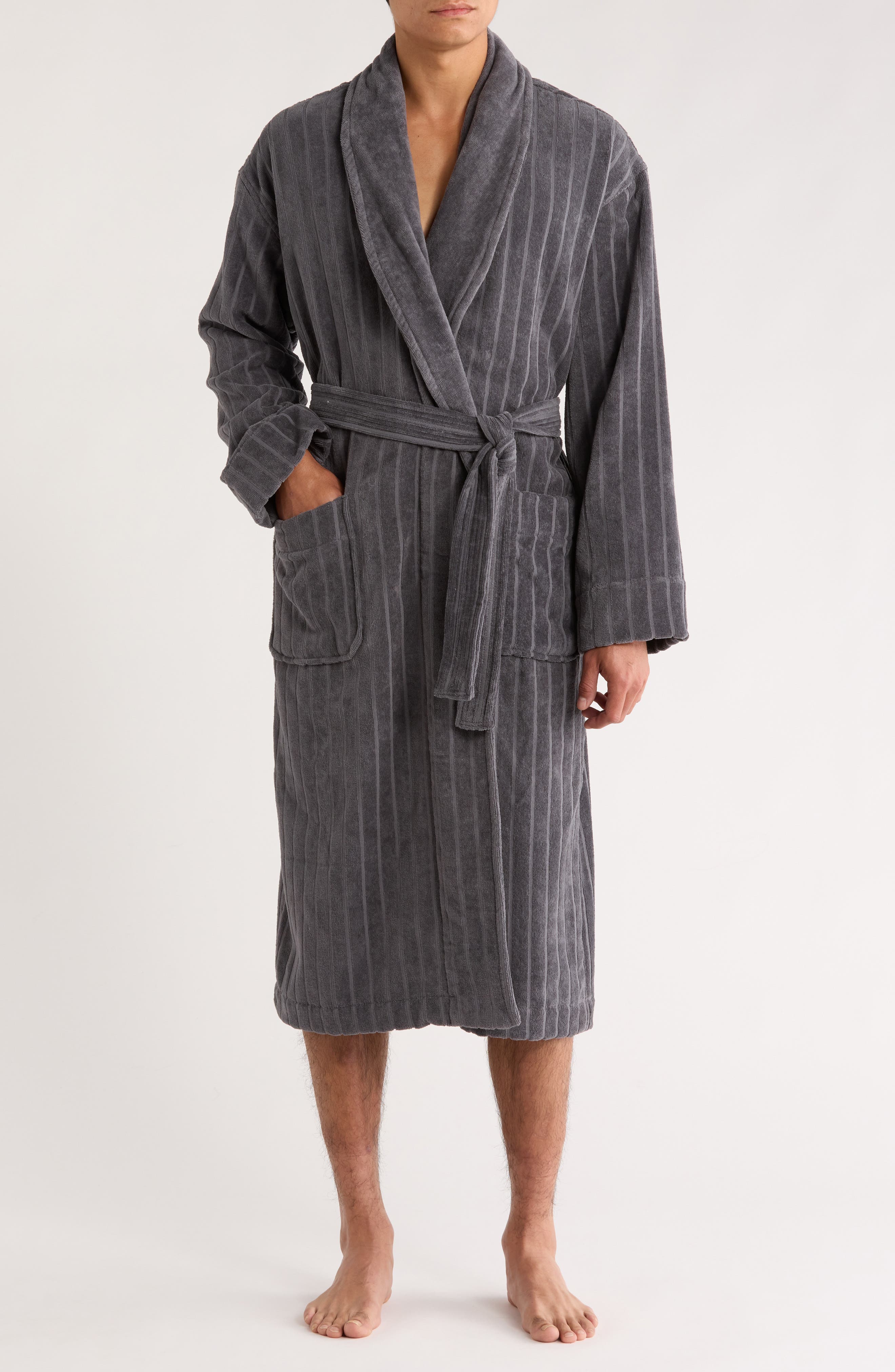 Majestic International Shawl Collar Textured Cotton Robe