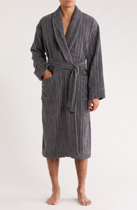 Shawl Collar Textured Cotton Robe