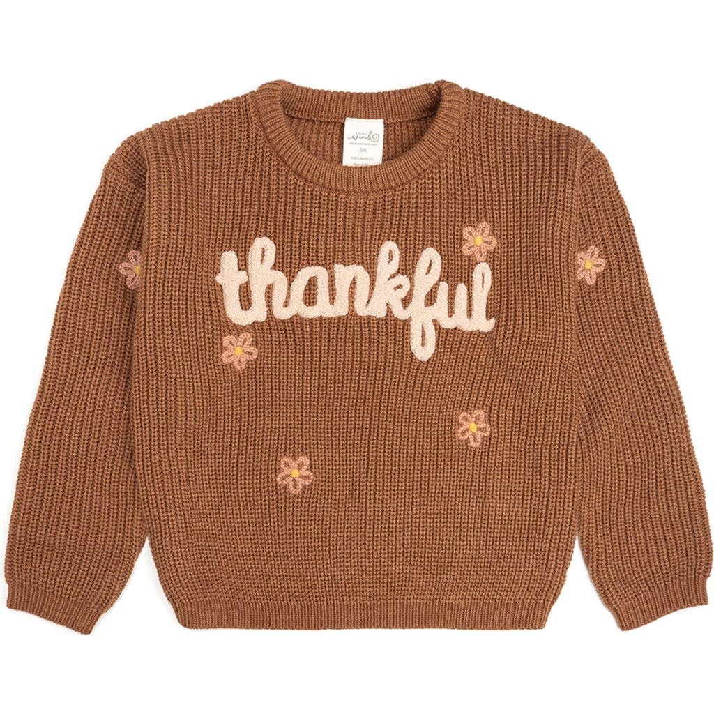 Sweet Wink Thankful Thanksgiving Knit Sweater In Brown