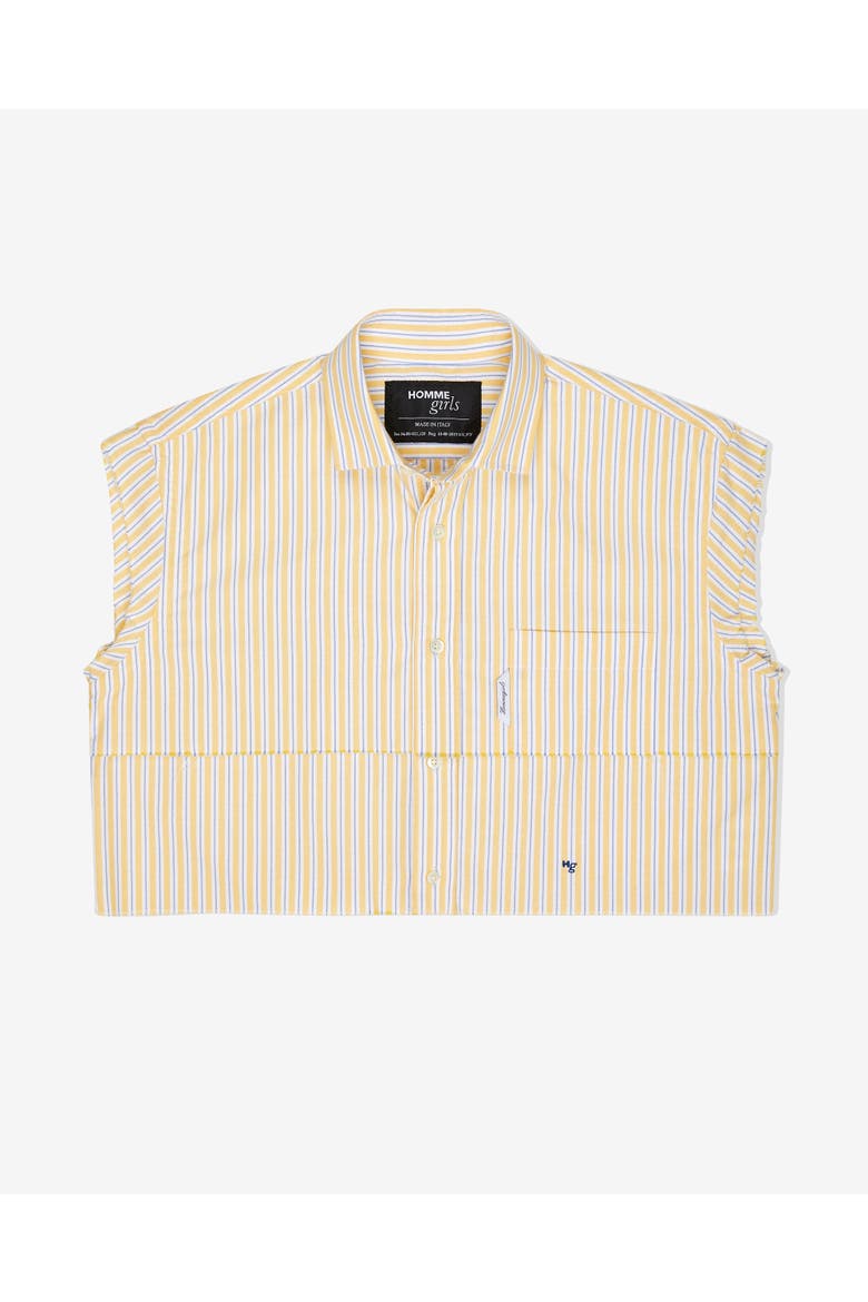 Sleeveless Layered Cropped Shirt, Alternate, color, YELLOW STRIPE OXFORD