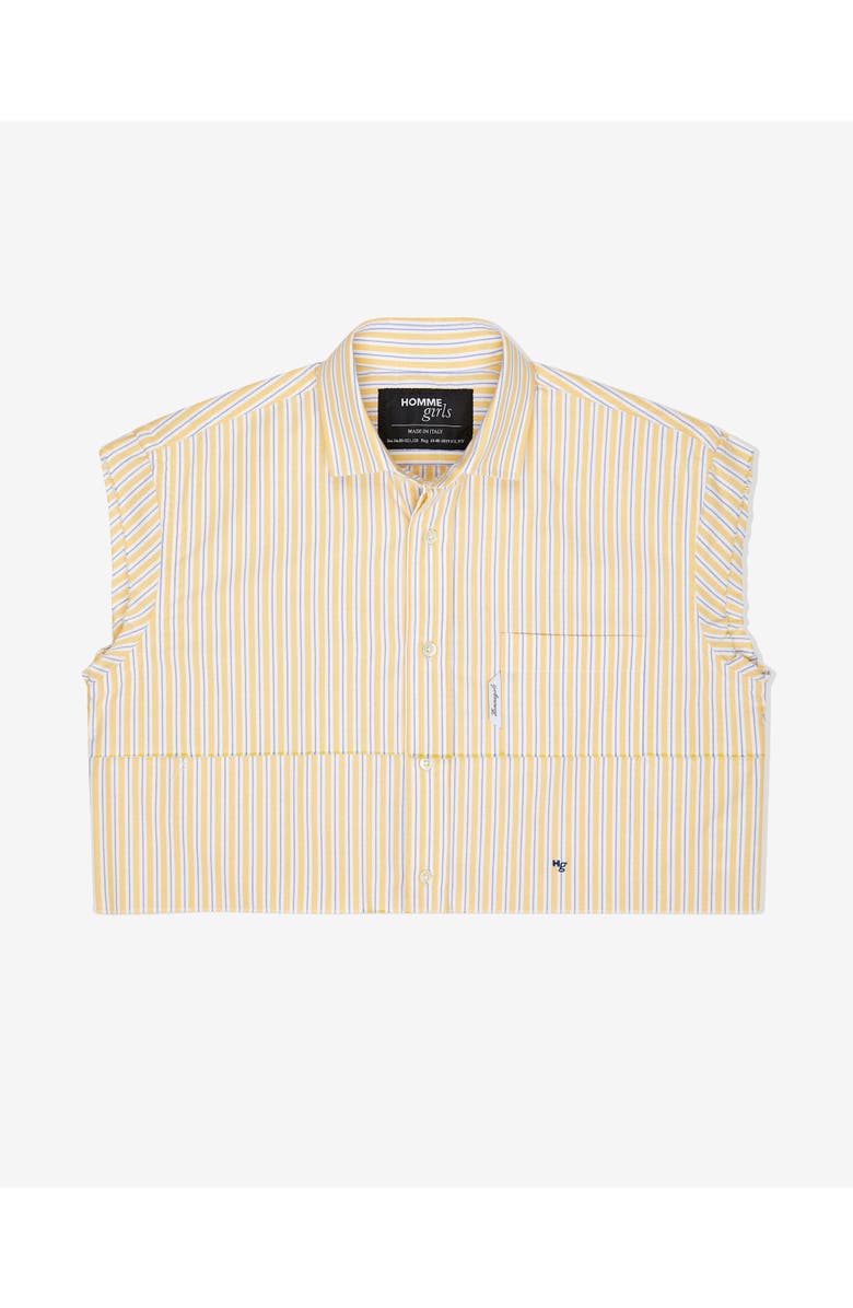 Hommegirls Sleeveless Layered Cropped Shirt, Alternate, color, Yellow Stripe Oxford