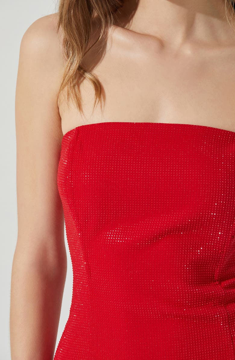 ASTR the Label Mira Rhinestone Detail Strapless Minidress, Alternate, color, Red