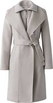 Mackage Norita Belted Double Face Wool Coat with Wool Blend Bib