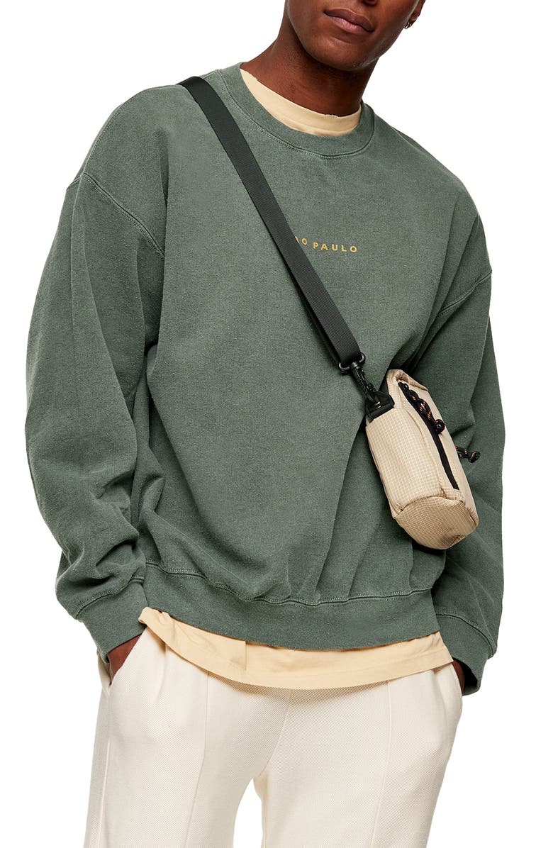 Topman Sao Paulo Crewneck Sweatshirt, Main, color, 