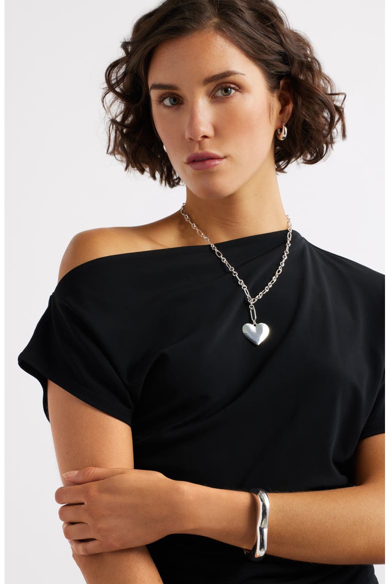 Heart Y-Necklace, Alternate, color, SILVER