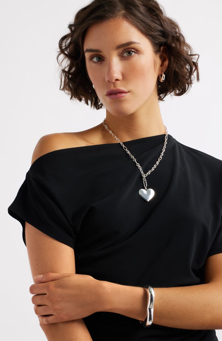 Nordstrom Heart Y-Necklace, Alternate, color, Silver