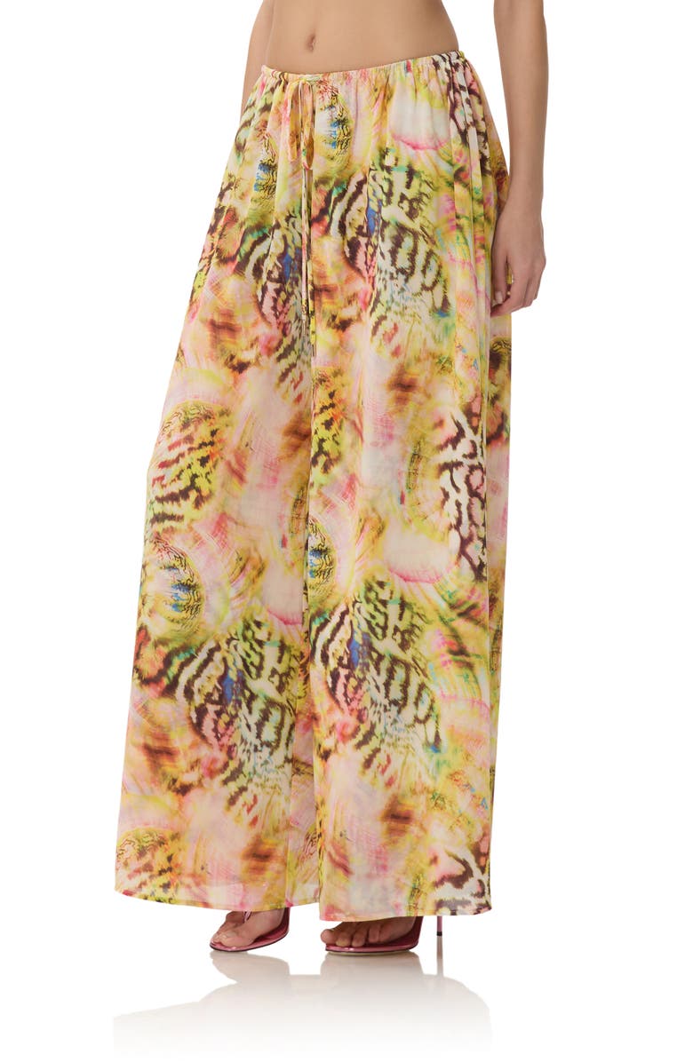 AFRM Ivan Printed Wide Leg Drastring Pants, Alternate, color, Pink Shell Swirl