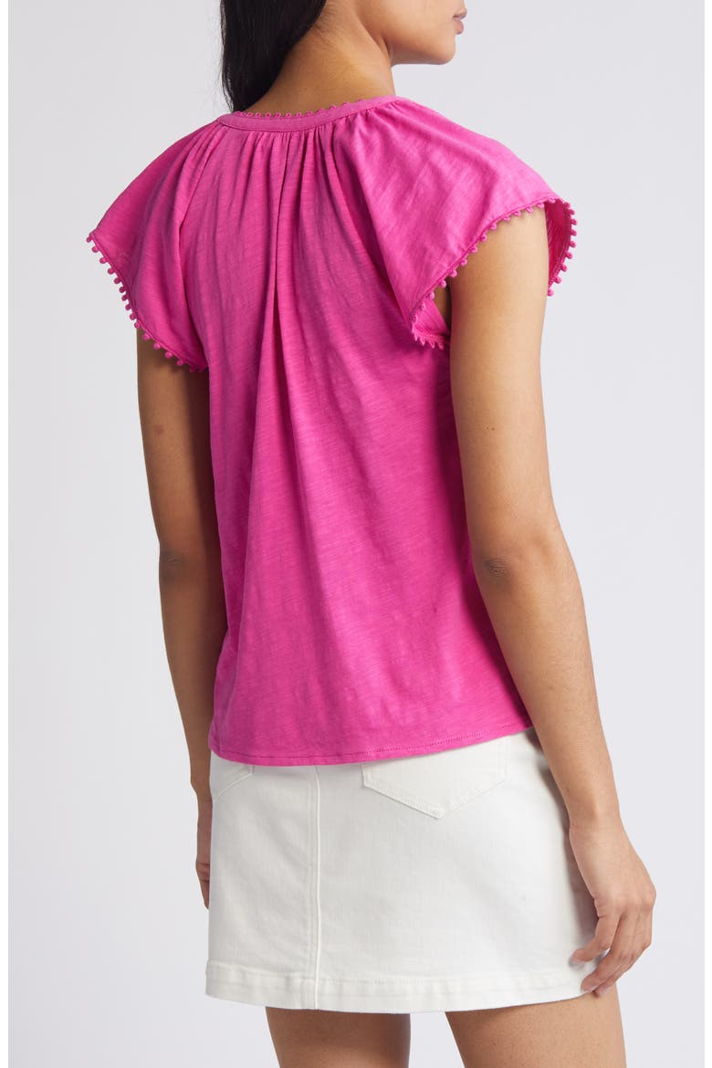 Millie Tassel Tie Short Sleeve Cotton Top, Alternate, color, ROSE VIOLET