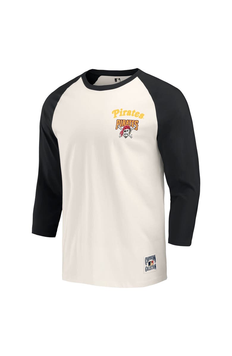 Darius Rucker Collection by Fanatics Men's Darius Rucker Collection by Fanatics Black/White Pittsburgh Pirates Cooperstown Collection Raglan 3/4-Sleeve T-Shirt, Alternate, color, Black
