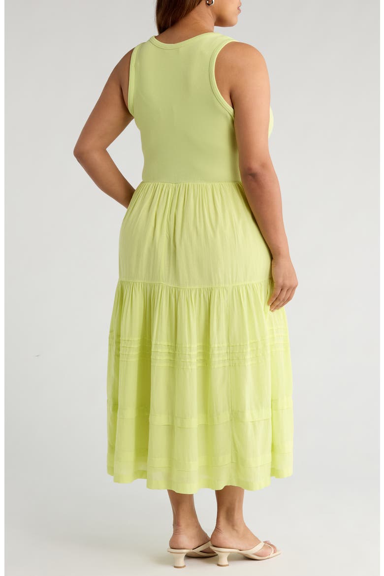 Mixed Media Cotton Blend Maxi Dress, Alternate, color, GREEN FINCH