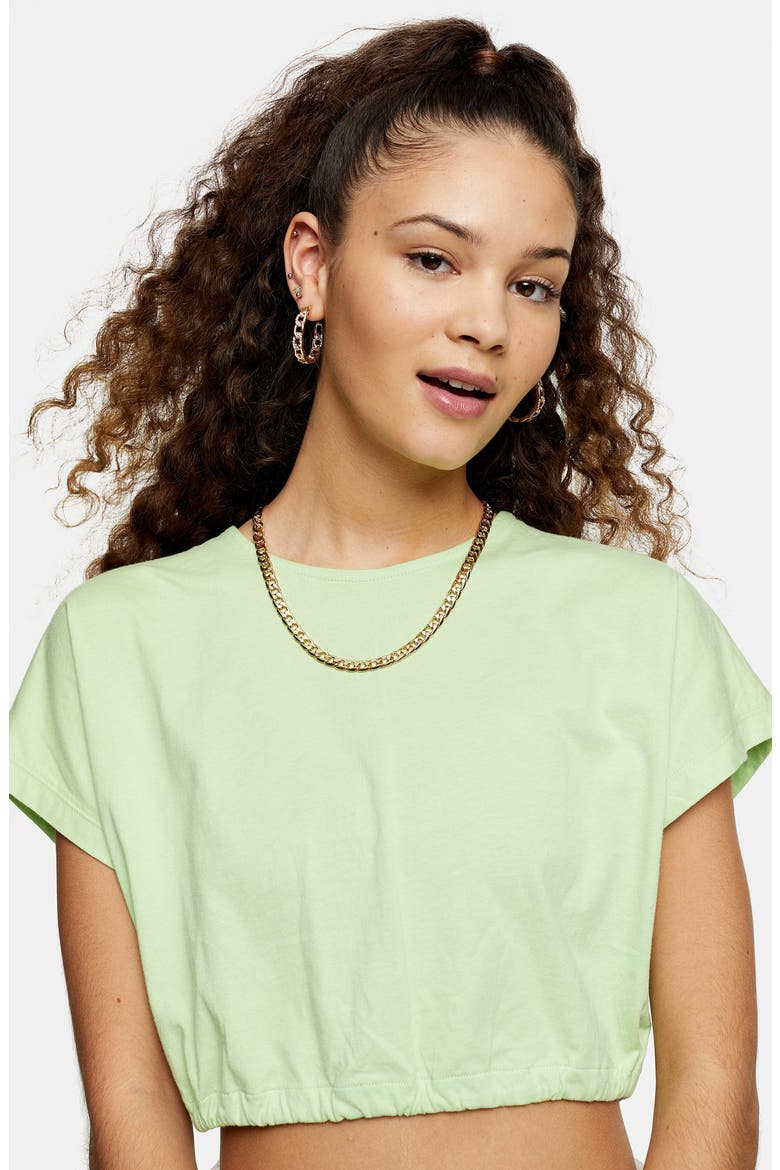 Bubble Hem Crop Top, Alternate, color, GREEN