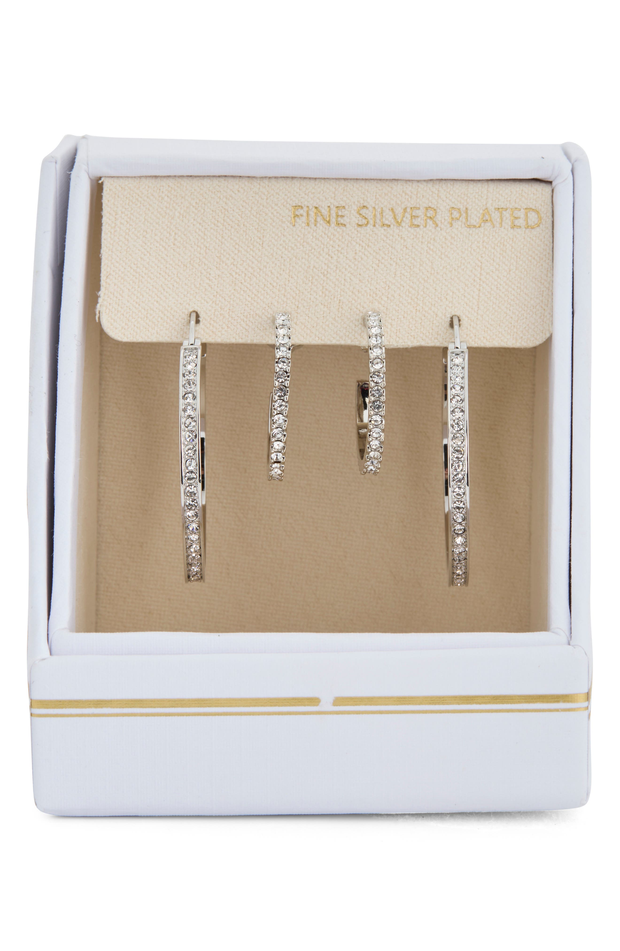 NORDSTROM RACK Set of 2 Cubic Zirconia Hoop Earrings