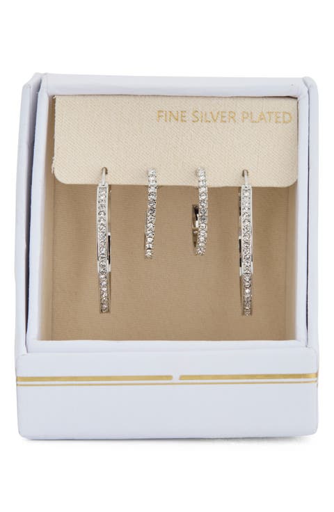 Set of 2 Cubic Zirconia Hoop Earrings