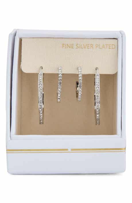 NORDSTROM RACK Set of 2 Cubic Zirconia Hoop Earrings