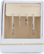 NORDSTROM RACK Set of 2 Cubic Zirconia Hoop Earrings