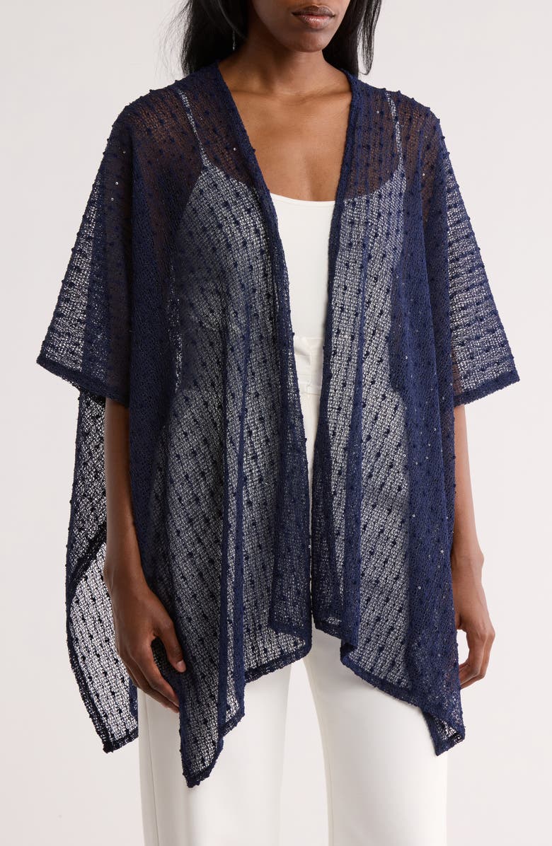 Vince Camuto Cotton Popcorn Ruana, Main, color, Navy