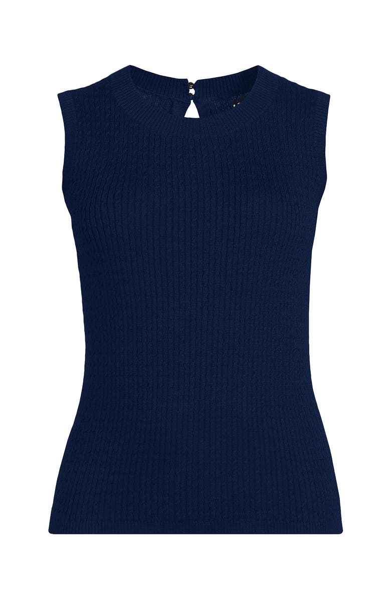 Lands' End Fine Gauge Baby Cable Crew Neck Sleeveless Sweater, Alternate, color, 