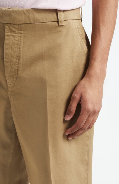 Thom Browne Cotton Twill Crop Chinos In Camel