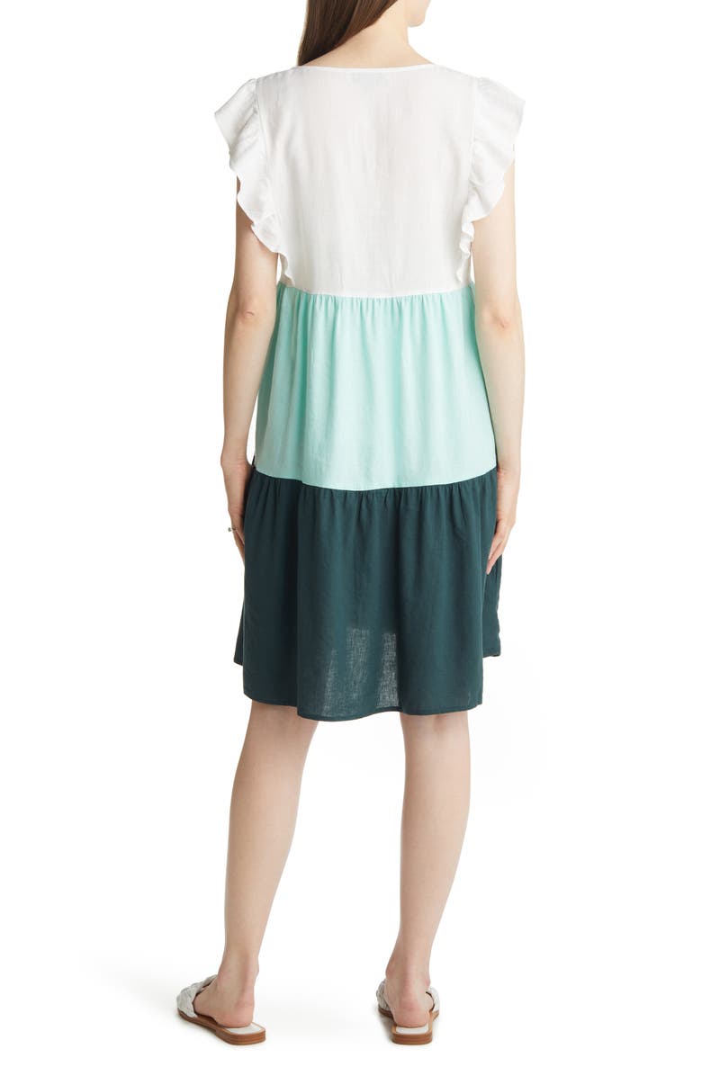 Angel Maternity Color Block Tiered Maternity/Nursing Dress, Alternate, color, Green