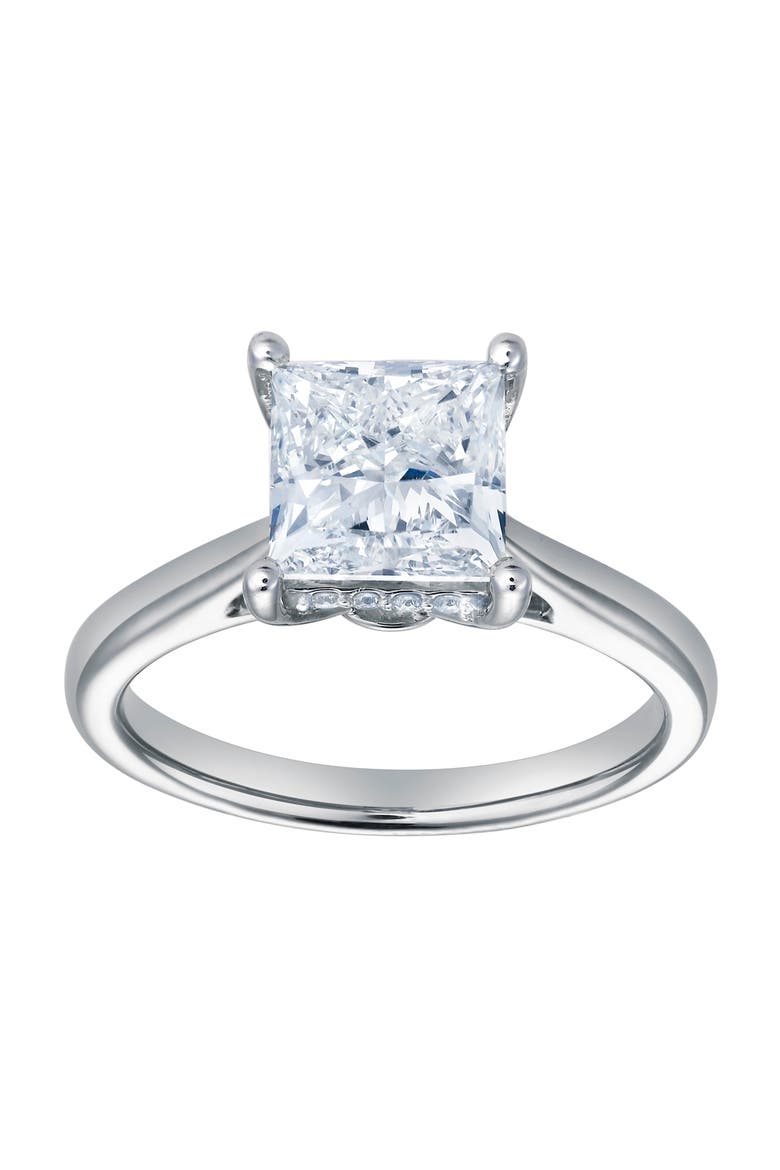 Genoveva 14K White Gold Princess Cut Lab Grown Diamond Hidden Halo Engagement Ring - 2.2 Ct, Main, color, 14K White Gold
