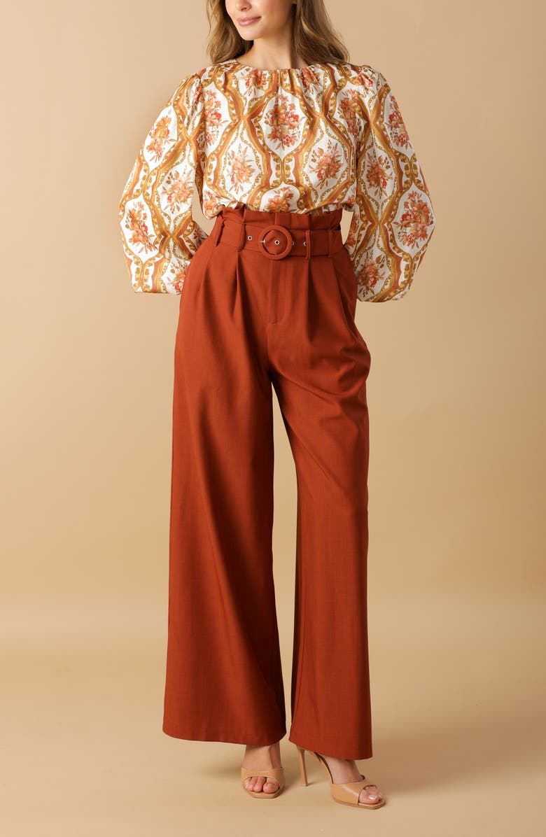 FLYING TOMATO Floral Long Sleeve Top, Alternate, color, Ivory