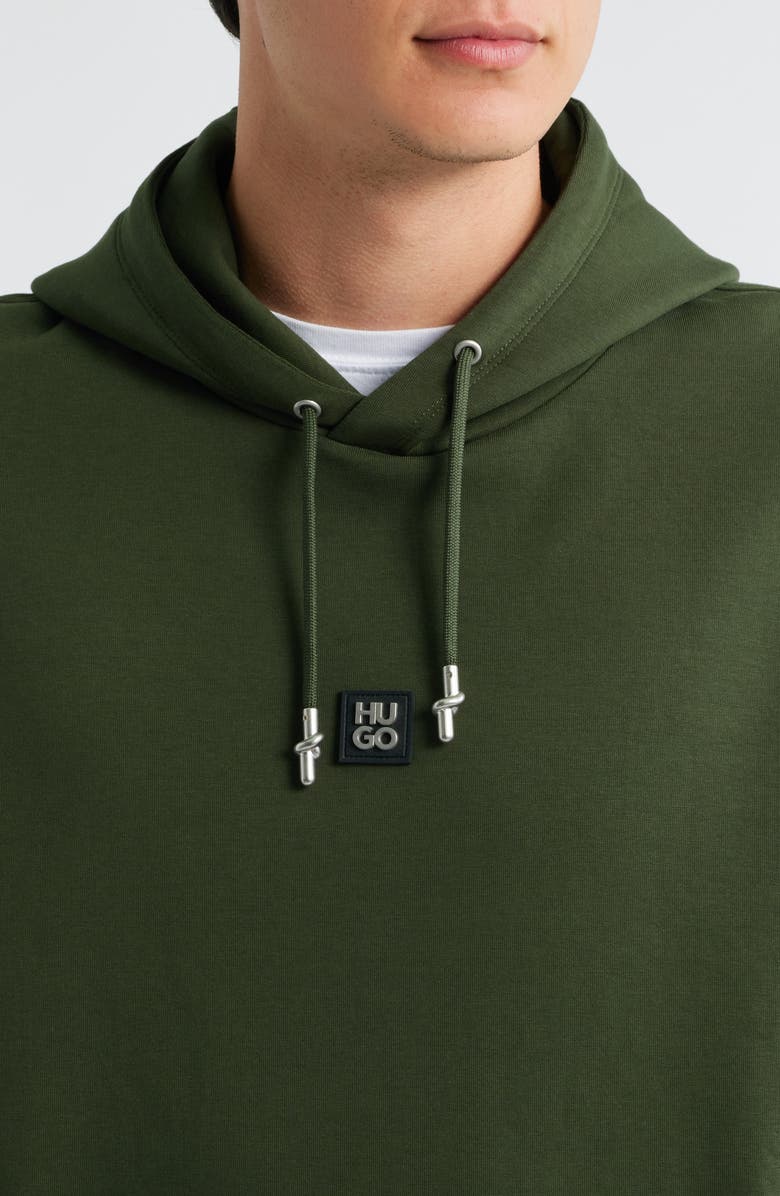 HUGO Dargen Knit Pullover Hoodie, Alternate, color, Dark Green